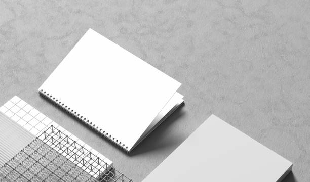 istock Spiral binder notebook mock up isolated on light gray background. 3D illustration 1533031692