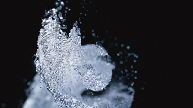 Splashing Water, Shallow Depth Of Field - Slow Motion, Water Supply, Sustainable Resources - Black Background