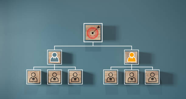 istock Red dartboard and black arrow connection linkage with human icon for customer focus target group and customer relation management concept. 1533093480