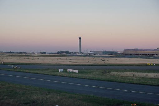 Paris, France - 07 08 2022: Paris Charles De Gaulle Airport runway, France