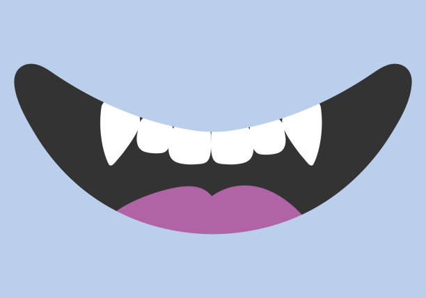 Cartoon Smiling Mouth With Fangs Monsters Or A Vampire Smile Cute