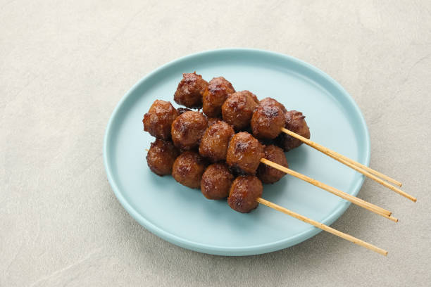 Grilled meatballs skewers