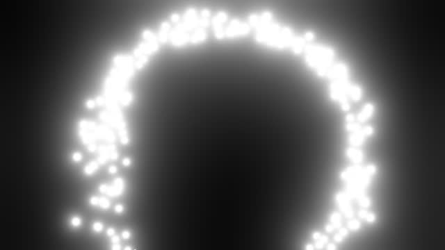 abstract 3d bloom animation with blue glow particles. animation on a transparent background with an alpha channel in a circle with a dynamic, rotating, floating element on a black background