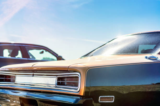 istock Vintage american car on blue sky background - retro filter effect 1533145299