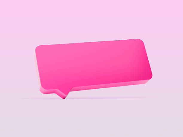 3d Glossy Pink Message Box Icon, Shiny Pink Chat Box Icon On Soft Pink Background, 3d illustration