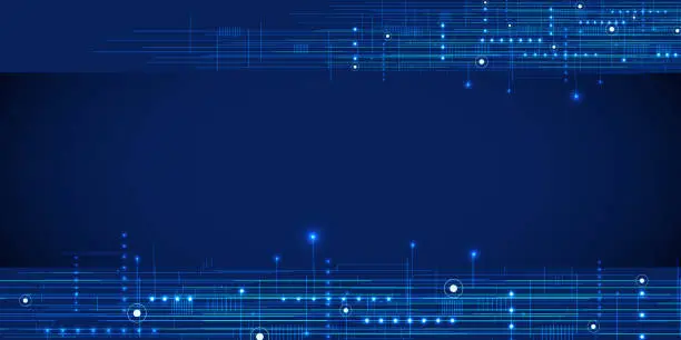 Vector illustration of Digital internet communication on blue background. Abstract global sci fi concept.