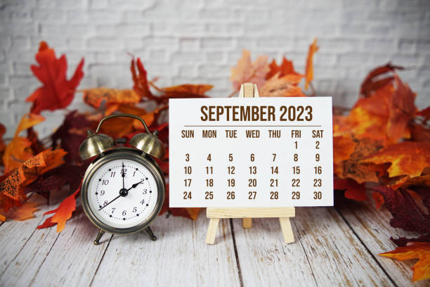 istock September 2023 monthly calendar with maple leaf on wooden background 1533349166