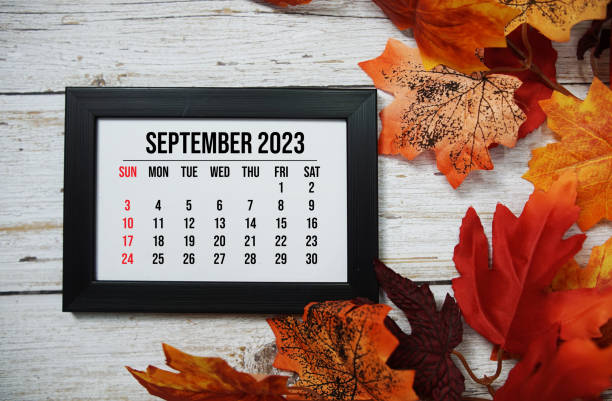 istock September 2023 monthly calendar with maple leaf on wooden background 1533353820