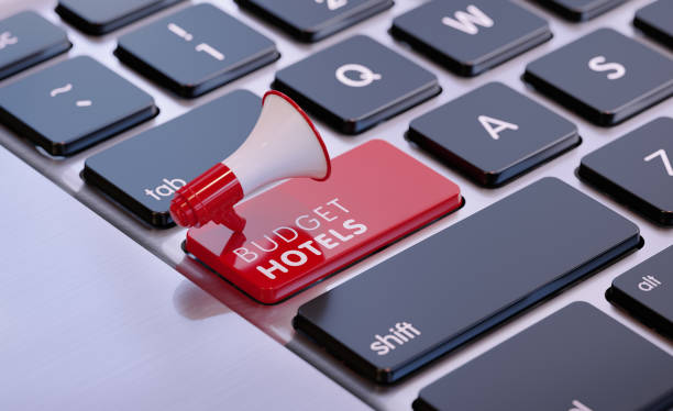 istock Red Megaphone On Budget Hotels Written Computer Keyboard 1533422306