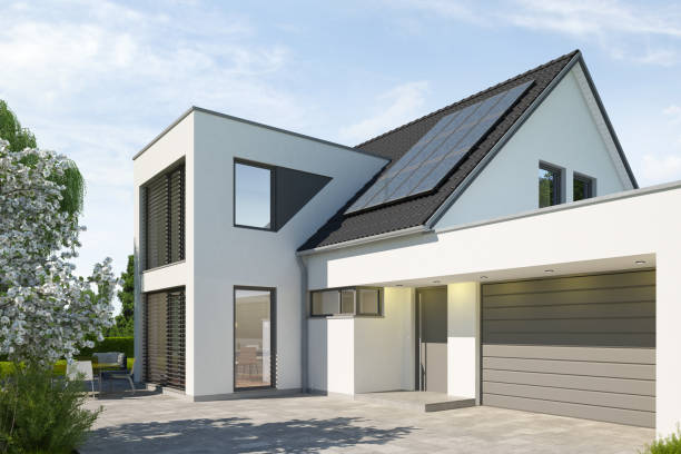 istock Modern house with a cubic extension and garage 1533428698