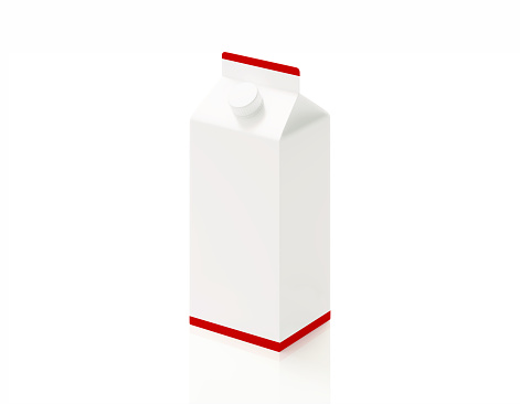 Milk package on white background. Horizontal composition.