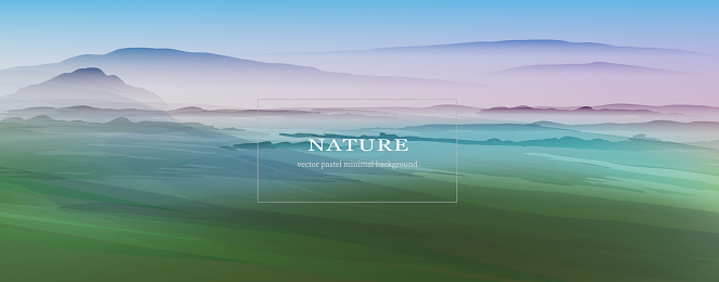 Stunning landscape. Watercolor textured vector background.