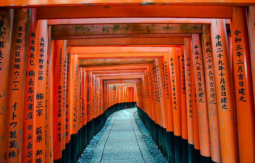 kyoto,Japan -December,21:Fushimi Inari-taisha Gate(Fushimiinari-taisha) to heaven, Kyoto, Japan