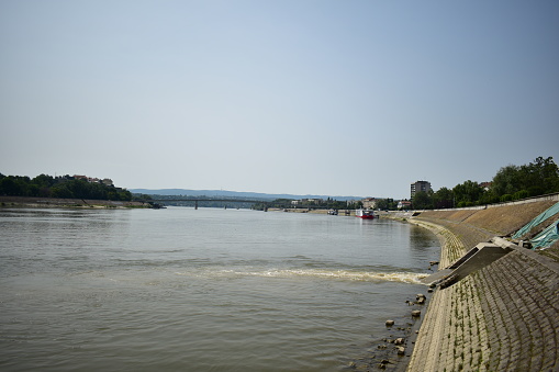 ˝Novi Sad, Serbia - 07 11 2023: Novi Sad sewage output in Danube river˝