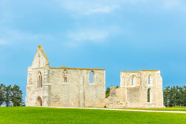 Ruins of the Cistercian Abbey of Notre-Dame-de-Ré in La Flotte, France Ruins of the Cistercian Abbey of Notre-Dame-de-Ré in La Flotte, France also know as the Abbaye des Chateliers flotte stock pictures, royalty-free photos & images