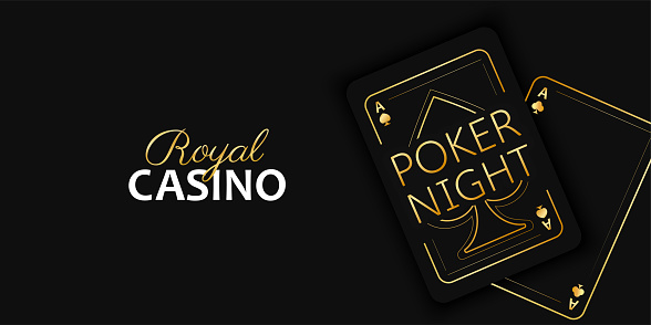 Casino banner with golden aces on a black background. Vector banner.