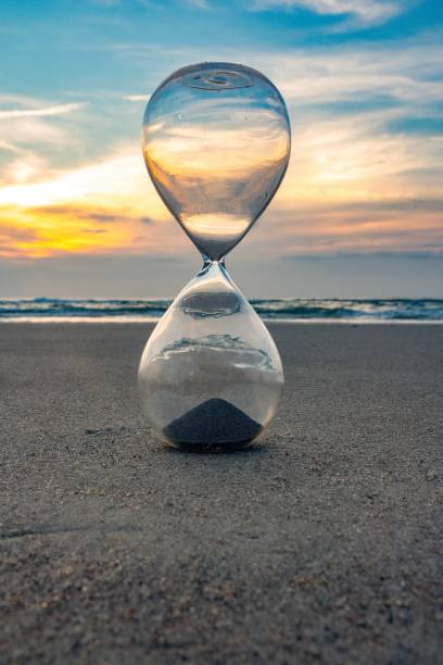 istock Hourglass on a sandy beach at sunset, symbolizing time running out 1533573860