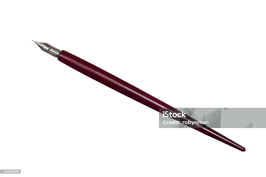 Nib Pen with Clipping Path Old nib pen isolated on white background.  Clipping path included. Fountain Pen Stock Photo