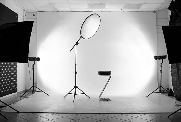 istock Photography studio with equipment in black and white 153360039