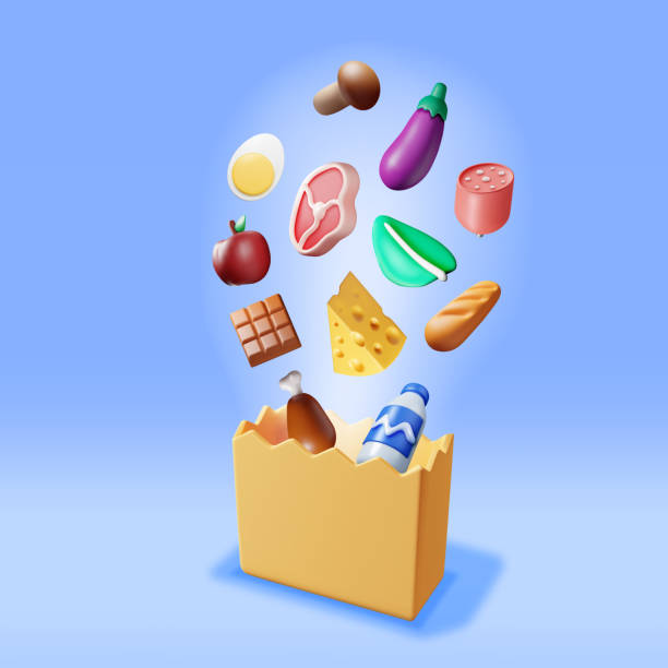 istock 3D Shopping Paper Bag with Fresh Products 1533600696