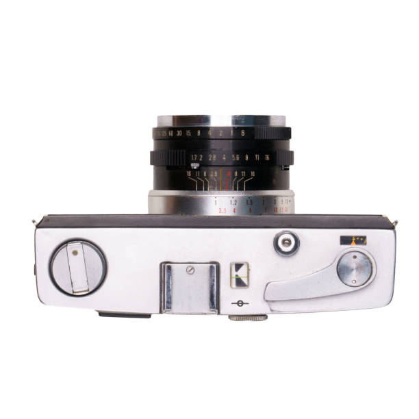 vintage old film camera isolated on white background
