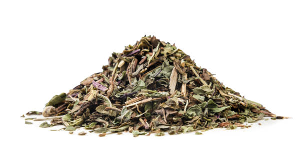 istock Heap of dried mint on a white background. Isolated 1533627973