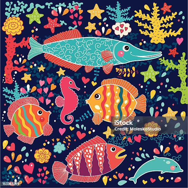 Marine Life Stock Illustration - Download Image Now - Animal Markings, Backgrounds, Coral - Cnidarian