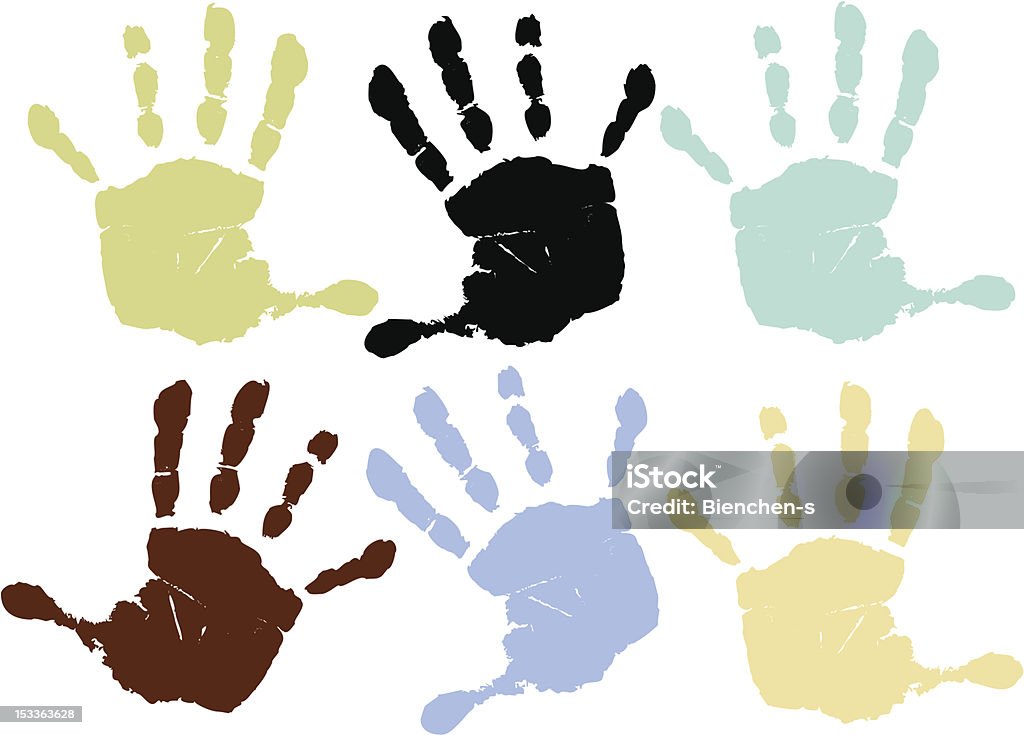 Набор красочных принтов руки - Векторная графика Без людей роялти-фри
