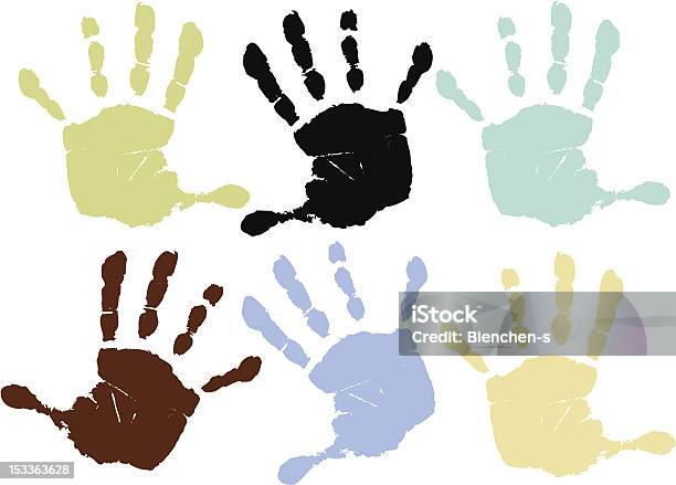 Набор Красочных Принтов Руки — стоковая векторная графика и другие изображения на тему Без людей - Без людей, Белый фон, Беспорядок