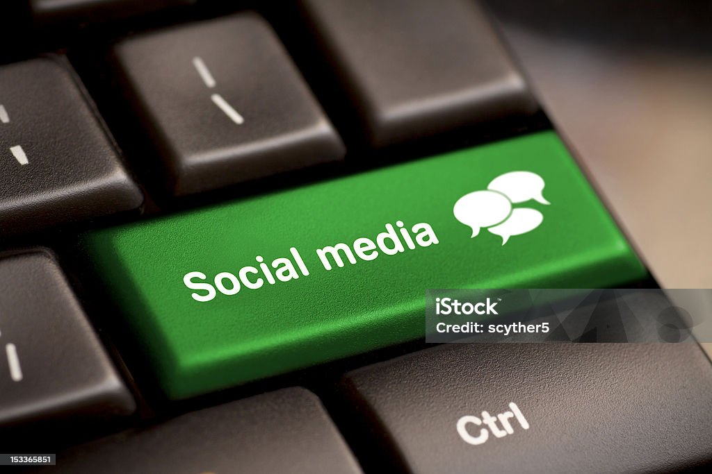 Social Media keyboard Social Media button on a keyboard with speech bubbles. Business Stock Photo