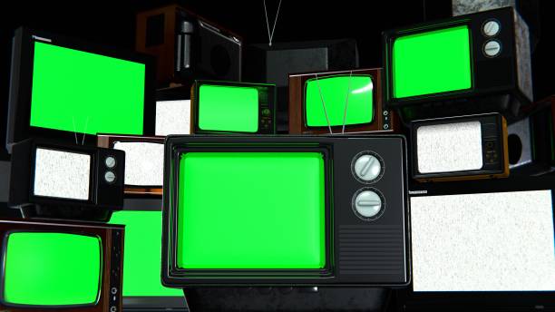 istock Many TV sets with chromakey on screen. 1533663754
