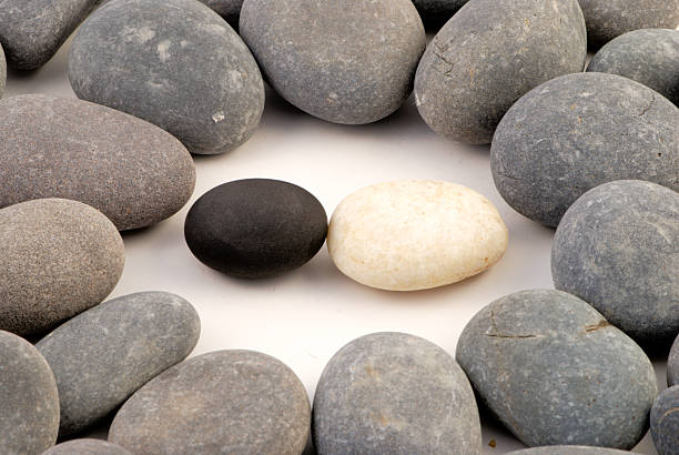 black and white stone surrounded stock photo