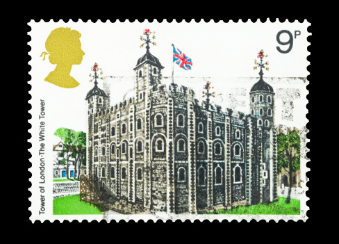 Mail stamp printed in the UK featuring the historic Tower Of London landmark building, circa 1978