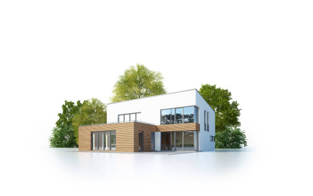 istock modern house with wooden cubic extension 1533673987