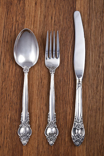 istock Retro cutlery set on wooden background 153369842