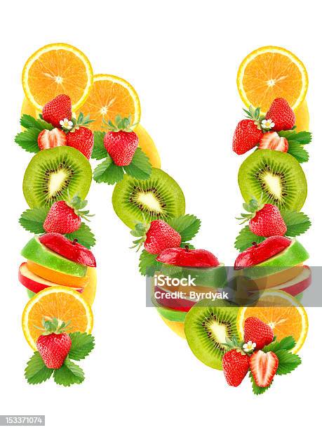Letra N Con Frutas Foto de stock y más banco de imágenes de Alimento - Alimento, Carta - Documento, Comida sana