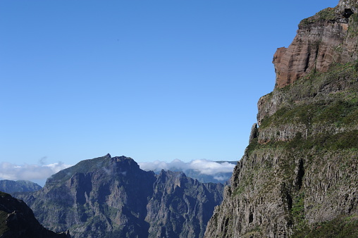 Mountain range and peaks on Madeira Island , Portugal, Europe