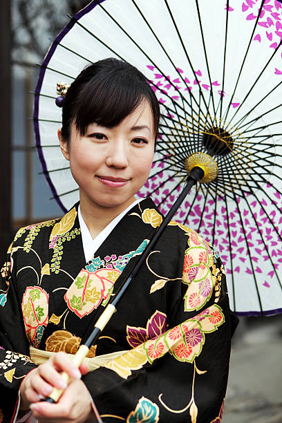 istock Woman in kimono with umbrella 153374248