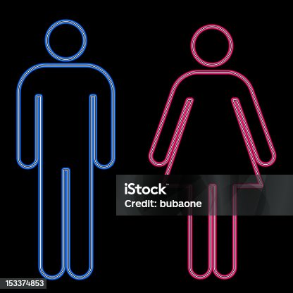 istock Glowing men's lady's room signs. 153374853