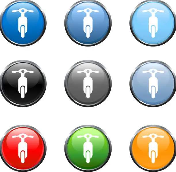 Vector illustration of Nine moped icons in different colors