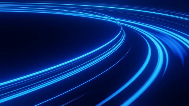 A seamless loop animation of abstract neon light speed lines, creating a futuristic and dynamic background