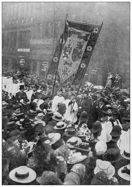 istock Antique image from British magazine: Church Congress in Bradford, Procession 1533784621