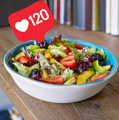 Liking a fresh salad on social media