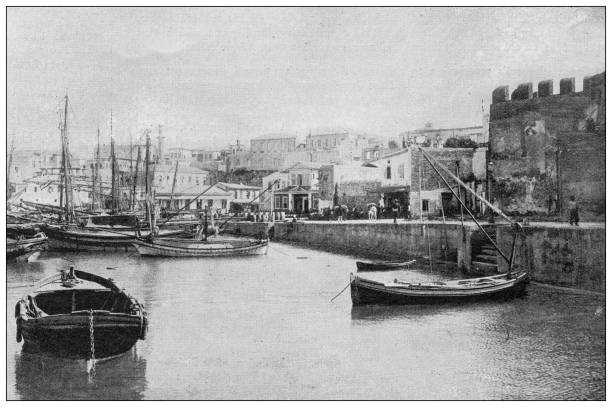 istock Antique image from British magazine: Conflict in Crete, Herakleion Harbour 1533792017