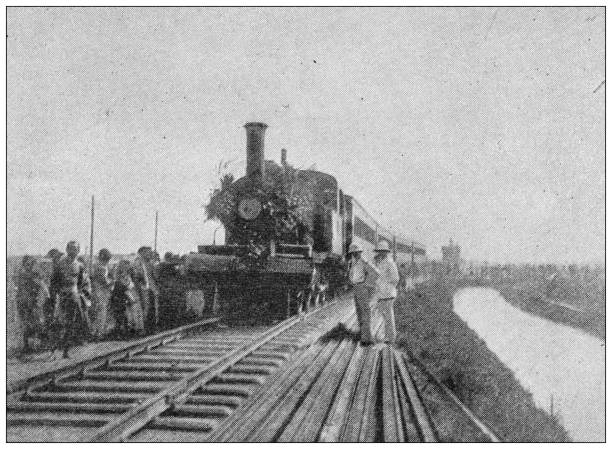 Antique image from British magazine: Shanghai-Woosung (Wusong) railway construction