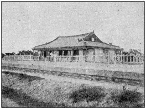 istock Antique image from British magazine: Shanghai-Woosung (Wusong) railway construction 1533799968