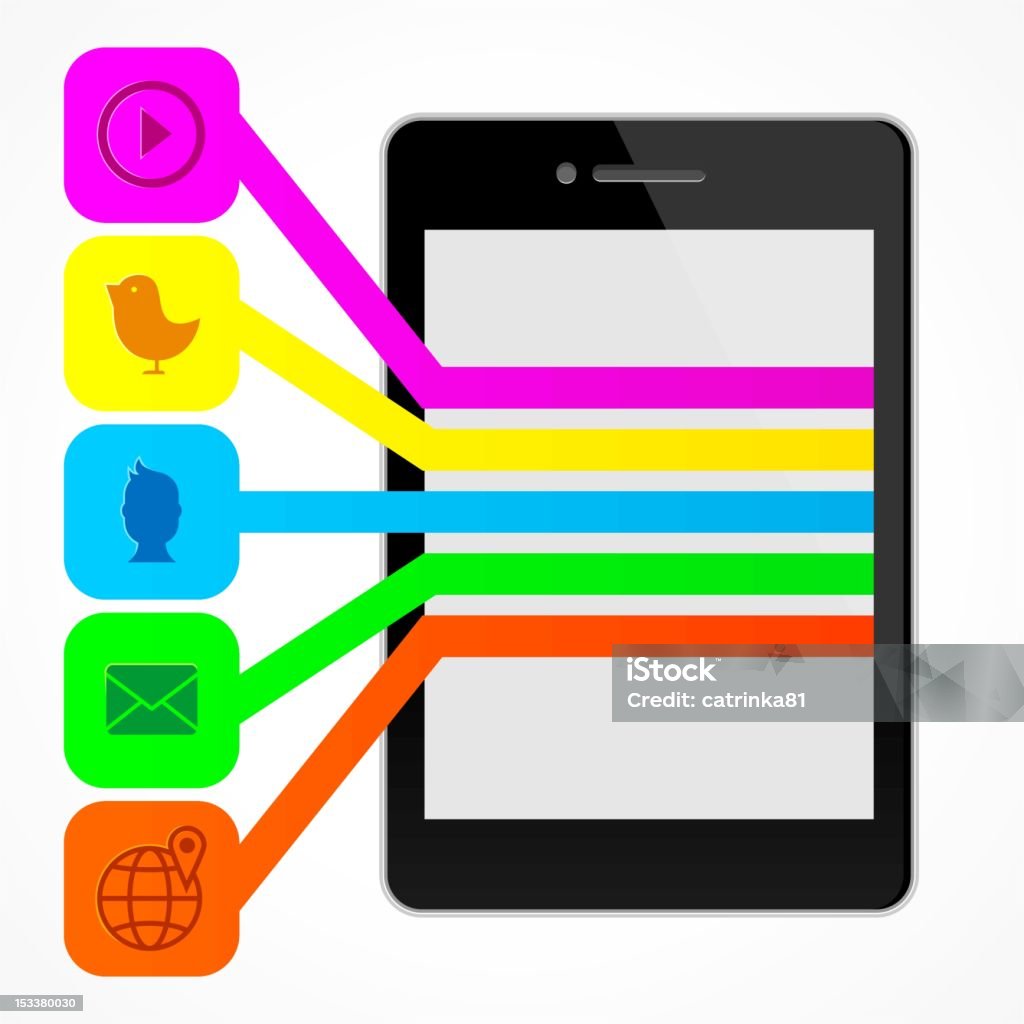 Médias sociaux sur smartphone - clipart vectoriel de Blog libre de droits