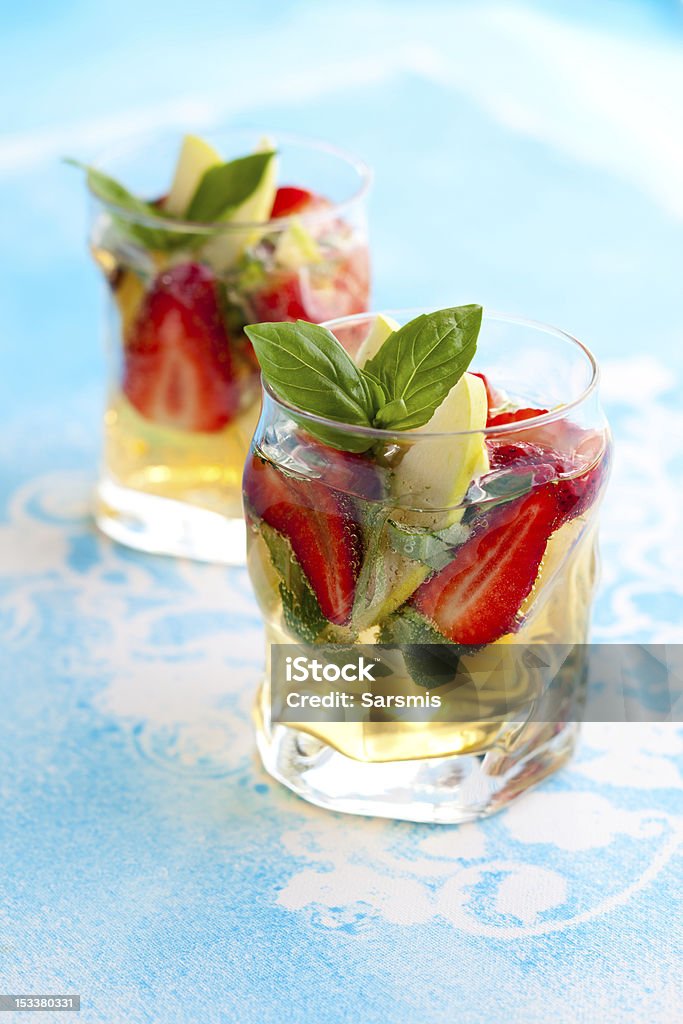 Strawberry Basil Sangria Strawberry,Apple and  Basil Sangria Alcohol - Drink Stock Photo