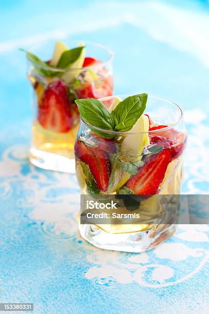 Strawberry Basil Sangria Stock Photo - Download Image Now - Alcohol - Drink, Apple - Fruit, Basil