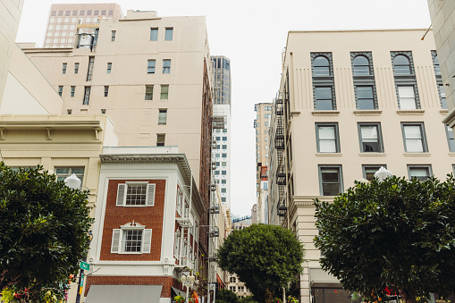 View of modern central district with streets in San Francisco, California, the United States